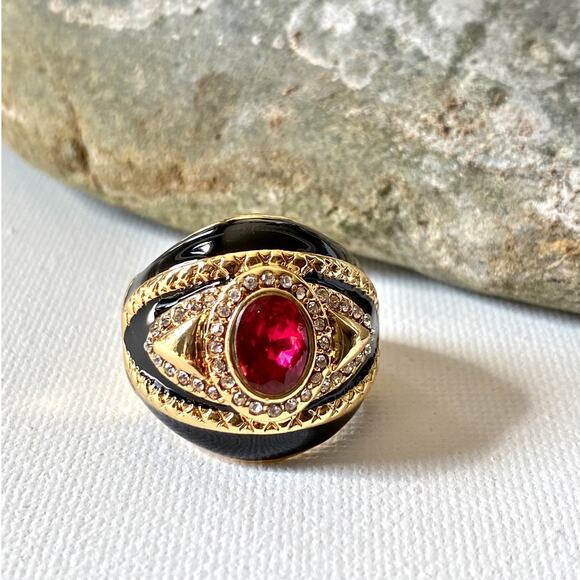 NEW Heirloom Collection Ruby & Rhinestone Statement Ring - Picture 14 of 16